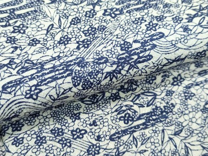 平和屋着物▽上質な小紋 単衣 エ霞七宝花文 正絹 逸品 未使用 CABF4436rv