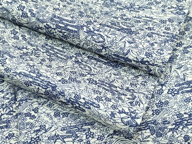 平和屋着物▽上質な小紋 単衣 エ霞七宝花文 正絹 逸品 未使用 CABF4436rv