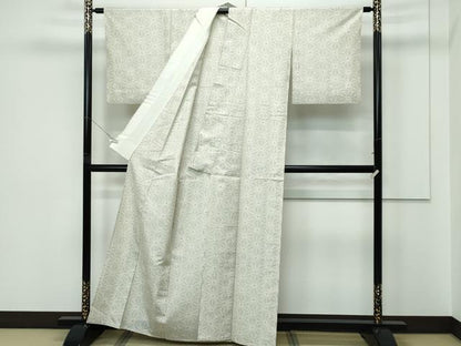平和屋着物▽上質な紬 単衣 麻の葉文様 正絹 逸品 CABF4438rv