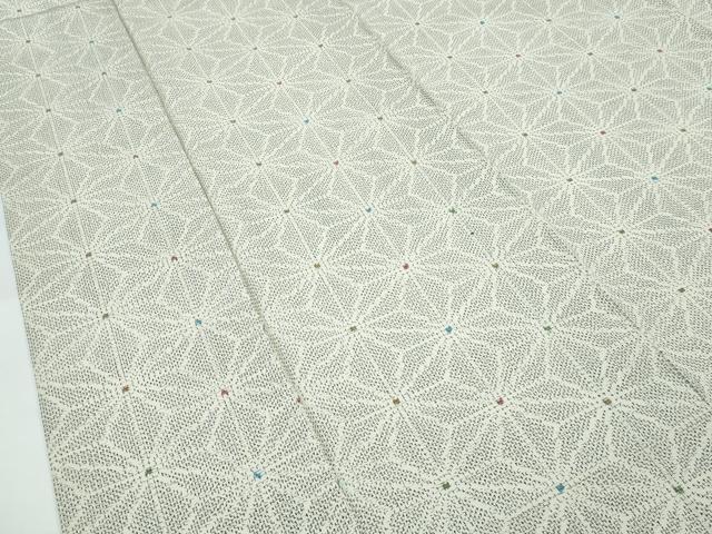 平和屋着物▽上質な紬 単衣 麻の葉文様 正絹 逸品 CABF4438rv