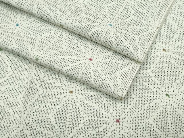 平和屋着物▽上質な紬 単衣 麻の葉文様 正絹 逸品 CABF4438rv