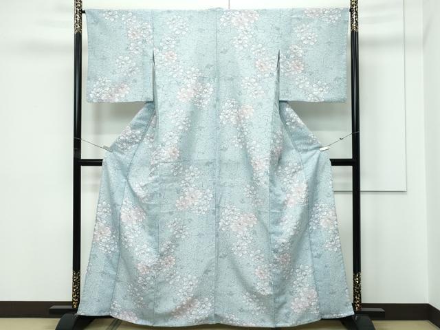 平和屋着物▽小紋　単衣　牡丹　たたき染め　洗える着物　未使用　CABF4444rv 平和屋着物▽小紋 単衣 牡丹 たたき染め 洗える着物 未使用 CABF4444rv