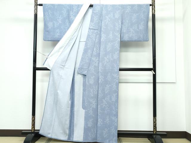 平和屋着物▽小紋　単衣　色紙重ね草花文　洗える着物　CABF4445rv