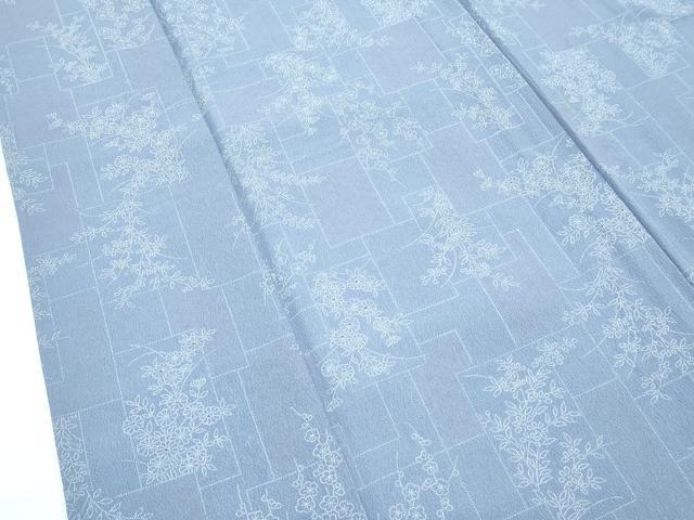 平和屋着物▽小紋　単衣　色紙重ね草花文　洗える着物　CABF4445rv