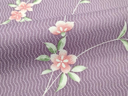 平和屋着物▽小紋　単衣　草花文　洗える着物　CABF4446rv