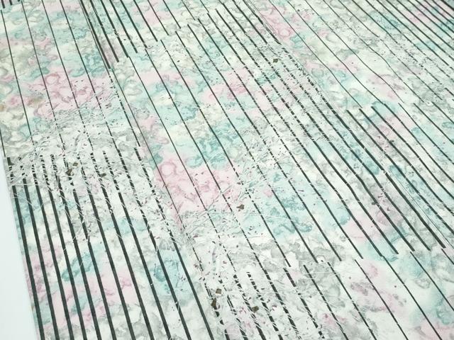 平和屋着物▽小紋 単衣 間道 楓地紋 金彩 洗える着物 CABF4452rv
