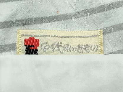 平和屋着物▽小紋　単衣　間道　楓地紋　金彩　洗える着物　CABF4452rv