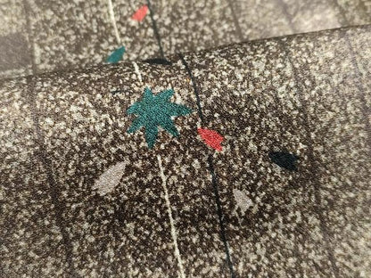 平和屋着物▽小紋　単衣　箔散らし　桜楓文　たたき染め　洗える着物　CABF4461rv
