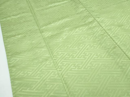 平和屋着物▽色無地　単衣　苗色　紗綾形地紋　両面染　洗える着物　CABF4464rv