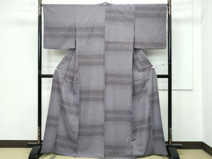 平和屋着物▽小紋　単衣　箔散らし　洗える着物　CABF4466rv