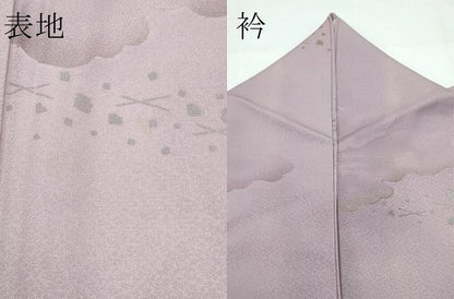 平和屋着物▽上質な小紋　単衣　雲取り箔散らし　金銀彩　正絹　逸品　CABF4469rv