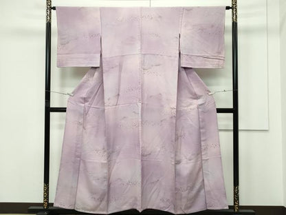 平和屋着物▽上質な小紋　単衣　雲取り箔散らし　金銀彩　正絹　逸品　CABF4469rv