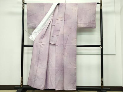 平和屋着物▽上質な小紋　単衣　雲取り箔散らし　金銀彩　正絹　逸品　CABF4469rv
