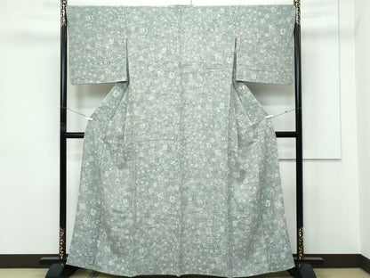 平和屋着物▽上質な小紋　単衣　色紙重ね　正絹　逸品　CABF4470rv