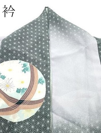 平和屋着物▽小紋　単衣　麻の葉花毬文　洗える着物　CABF4479rv