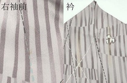 平和屋着物▽小紋　単衣　舞蝶文　洗える着物　CABF4483rv