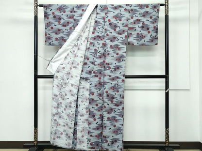 平和屋着物▽小紋　単衣　松皮菱花蝶文　さんび謹製　CABF4488rv