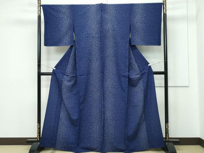 平和屋着物▽小紋　単衣　大小あられ　洗える着物　未使用　CABF4489rv
