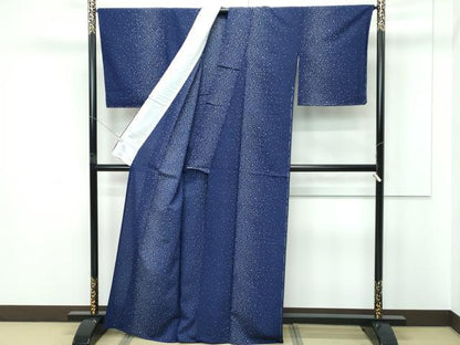 平和屋着物▽小紋　単衣　大小あられ　洗える着物　未使用　CABF4489rv