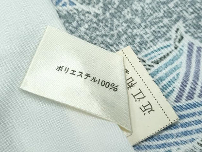平和屋着物▽小紋　単衣　糸巻き舞葉文　たたき染め　洗える着物　CABF4490rv