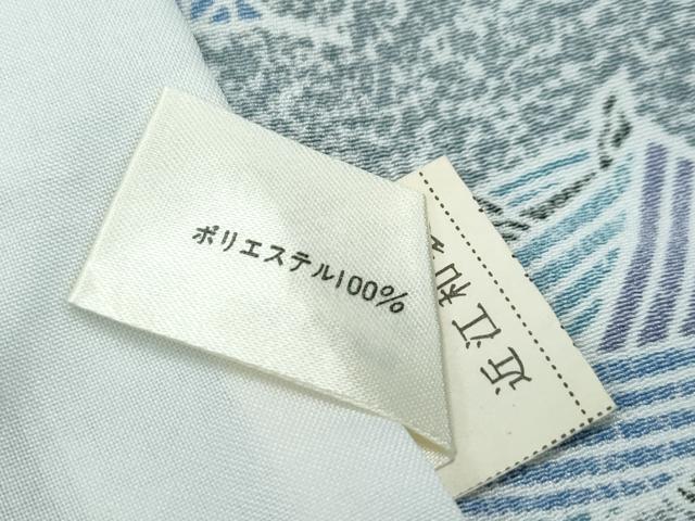 平和屋着物▽小紋　単衣　糸巻き舞葉文　たたき染め　洗える着物　CABF4490rv