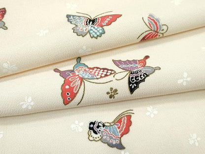 平和屋着物▽上質な小紋　単衣　舞蝶文　金彩　正絹　逸品　CABF4493rv