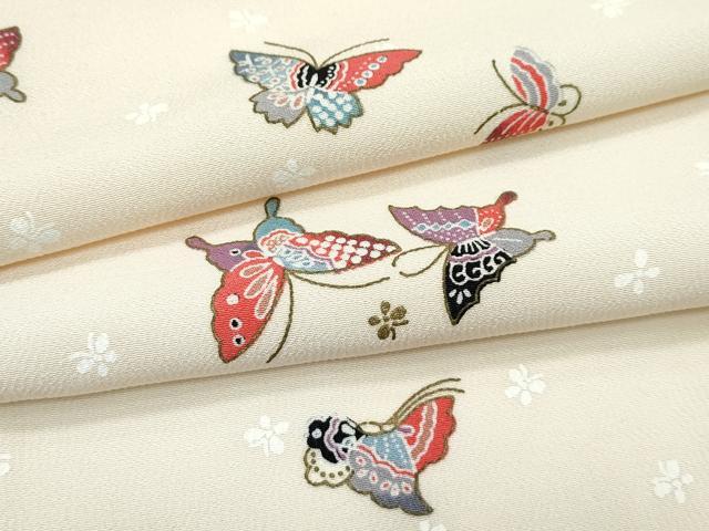 平和屋着物▽上質な小紋　単衣　舞蝶文　金彩　正絹　逸品　CABF4493rv