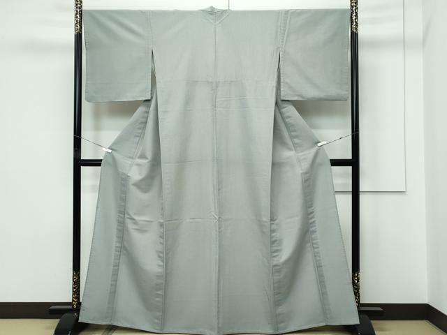 平和屋着物▽江戸小紋　単衣　万筋　錫色×灰青　洗える着物　CABF4495rv