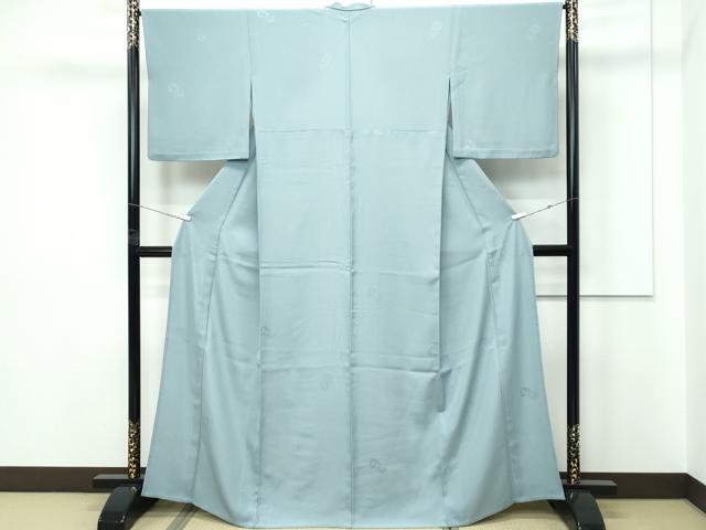 平和屋着物▽色無地　単衣　豆がら茶色　草花丸地紋　三越扱い　洗える着物　CABF4500rv