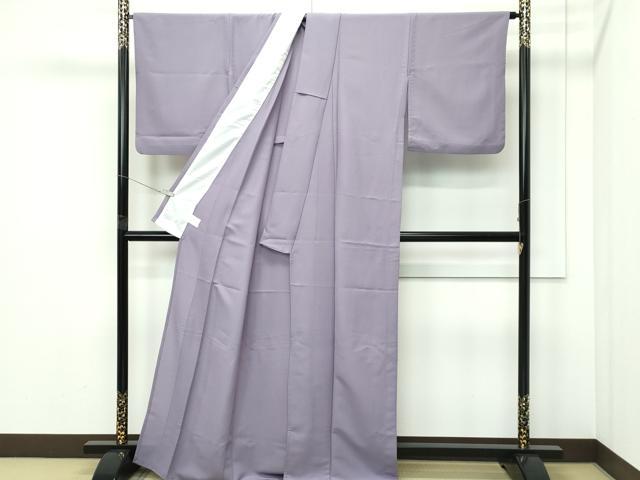 平和屋着物▽色無地　単衣　葡萄鼠色　洗える着物　CABF4511rv