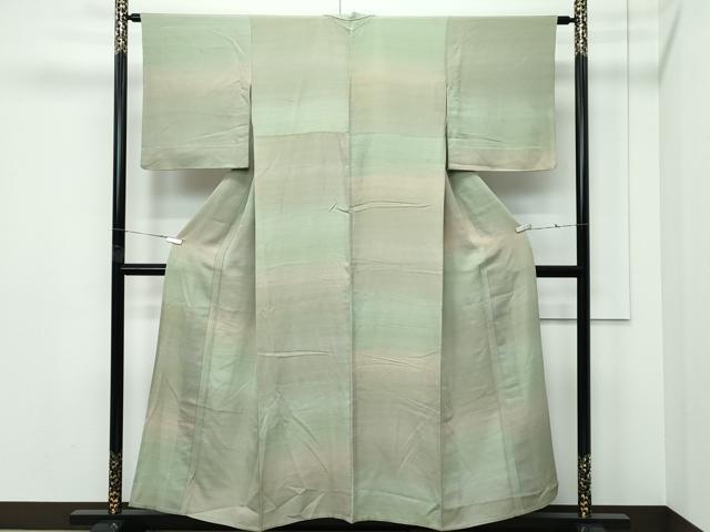 平和屋着物▽上質な小紋　単衣　霞色　正絹　逸品　CABF4517rv