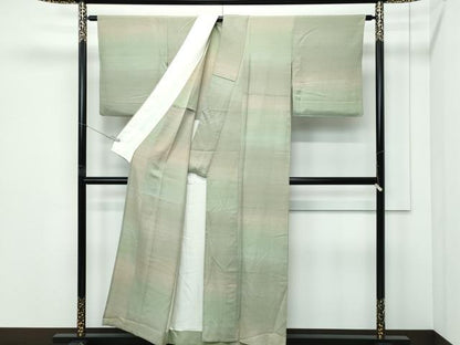 平和屋着物▽上質な小紋　単衣　霞色　正絹　逸品　CABF4517rv