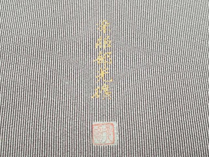 平和屋着物▽服部光廣　江戸小紋　単衣　毛万筋　紫鳶色×桔梗鼠色　反端付き　正絹　逸品　CABF4519rv
