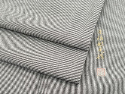 平和屋着物▽服部光廣　江戸小紋　単衣　毛万筋　紫鳶色×桔梗鼠色　反端付き　正絹　逸品　CABF4519rv