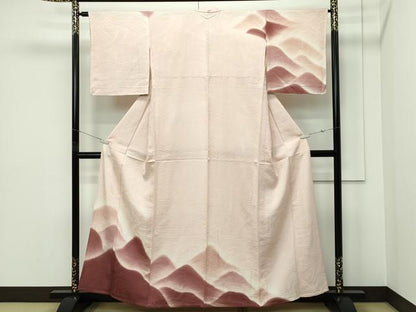 平和屋着物▽訪問着　単衣　遠山文　正絹　逸品　CABF4521rv