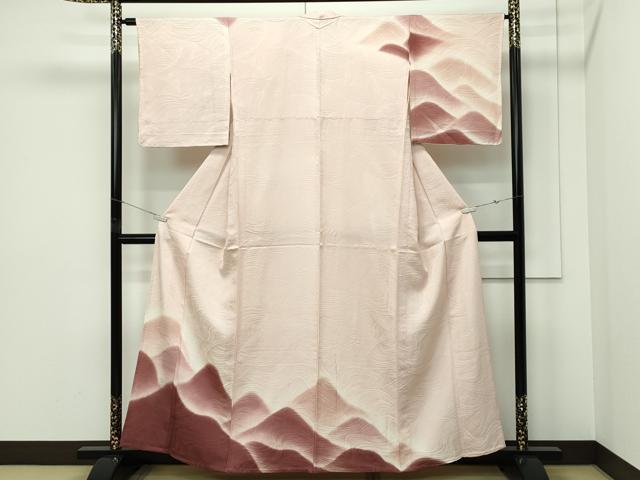 平和屋着物▽訪問着　単衣　遠山文　正絹　逸品　CABF4521rv