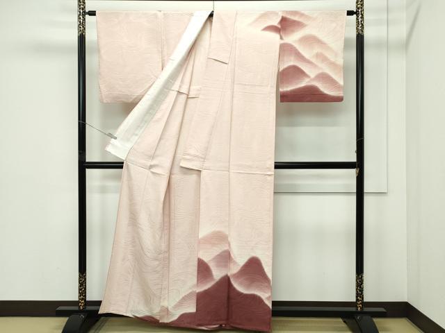 平和屋着物▽訪問着　単衣　遠山文　正絹　逸品　CABF4521rv