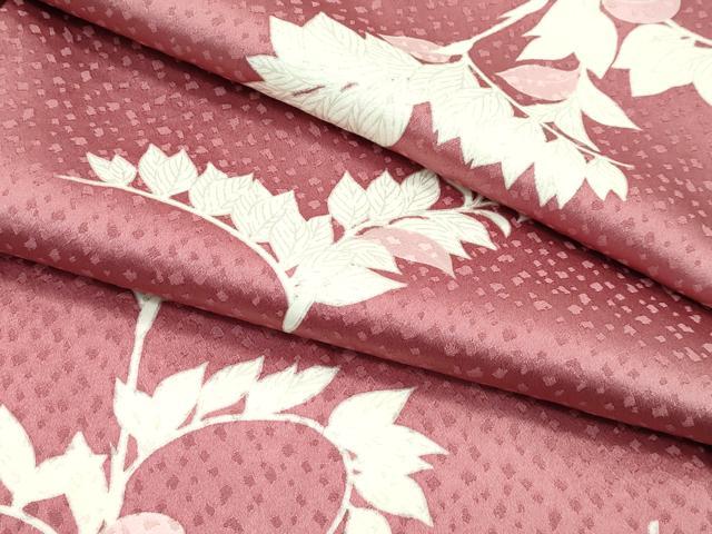 平和屋着物▽上質な小紋　単衣　枝葉文　正絹　逸品　CABF4522rv