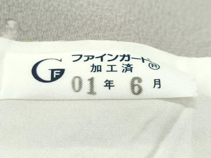平和屋着物▽上質な小紋　単衣　草花文　金彩　正絹　逸品　CABF4523rv