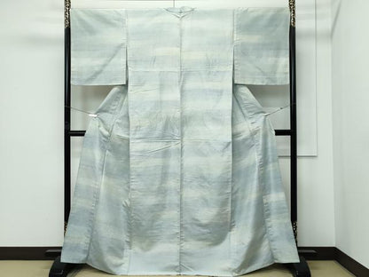 平和屋着物▽上質な紬　単衣　霞文　正絹　逸品　CABF4525rv