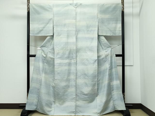 平和屋着物▽上質な紬　単衣　霞文　正絹　逸品　CABF4525rv