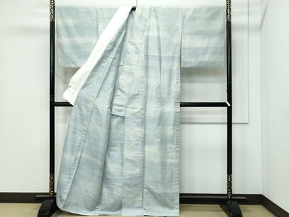 平和屋着物▽上質な紬　単衣　霞文　正絹　逸品　CABF4525rv