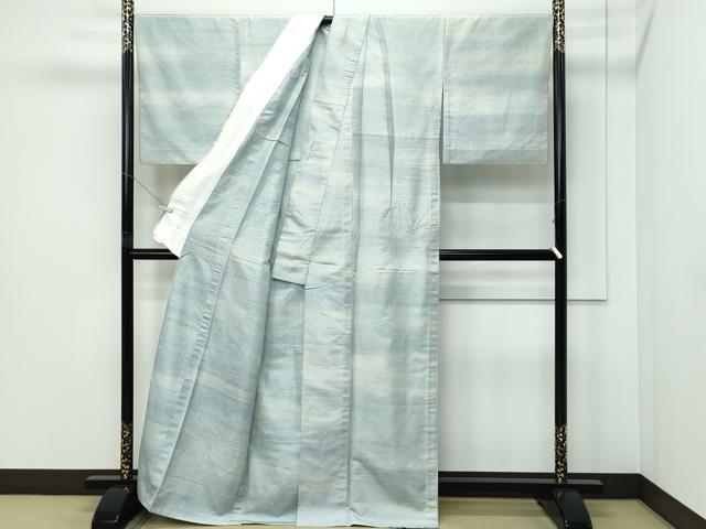 平和屋着物▽上質な紬　単衣　霞文　正絹　逸品　CABF4525rv