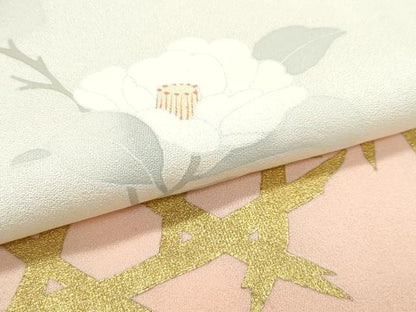 平和屋着物▽訪問着　単衣　刺繍　花籠文　金彩　正絹　逸品　CABF4526rv