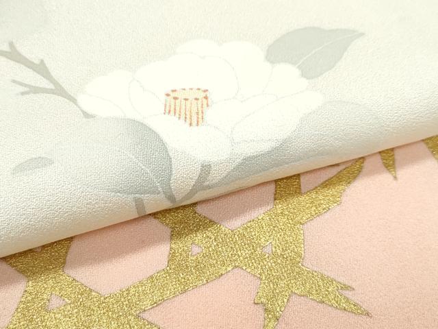 平和屋着物▽訪問着　単衣　刺繍　花籠文　金彩　正絹　逸品　CABF4526rv