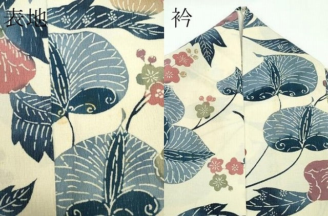 平和屋着物▽上質な小紋　単衣　型染め　草花文　正絹　逸品　CABF4528rv