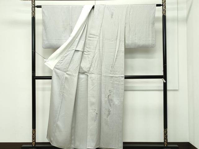 平和屋着物▽訪問着　単衣　総刺繍　藤花房　縞　金糸　正絹　逸品　CABF4529rv
