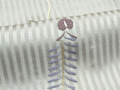 平和屋着物▽訪問着　単衣　総刺繍　藤花房　縞　金糸　正絹　逸品　CABF4529rv