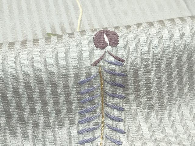 平和屋着物▽訪問着　単衣　総刺繍　藤花房　縞　金糸　正絹　逸品　CABF4529rv