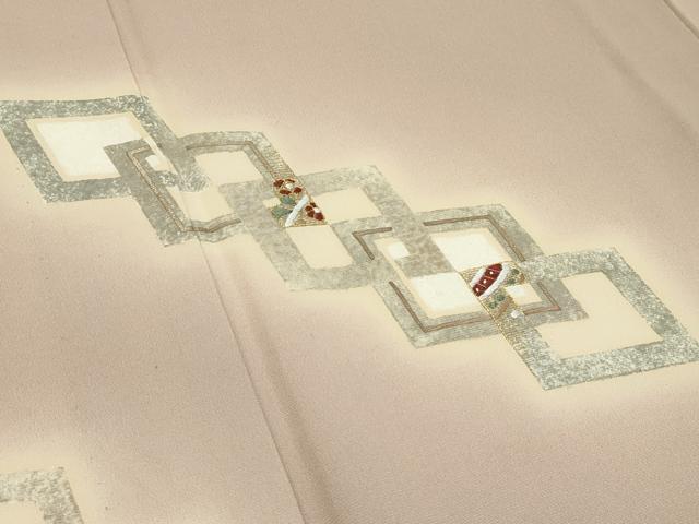 平和屋着物▽訪問着　単衣　刺繍　吉祥花文　暈し染め　金糸　正絹　逸品　CABF4530rv